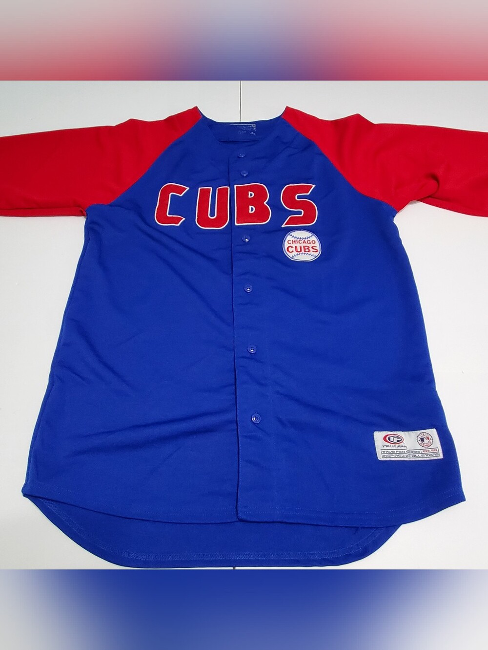 Chicago Cubs Blue & Red Pattern Men's Baseball Jersey Shirt XL True Fan